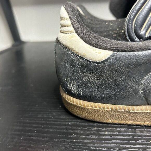 Adidas Samba Men’s Size 7.5 Classic Black White Leather Casual Shoes Sneakers - Picture 2 of 16